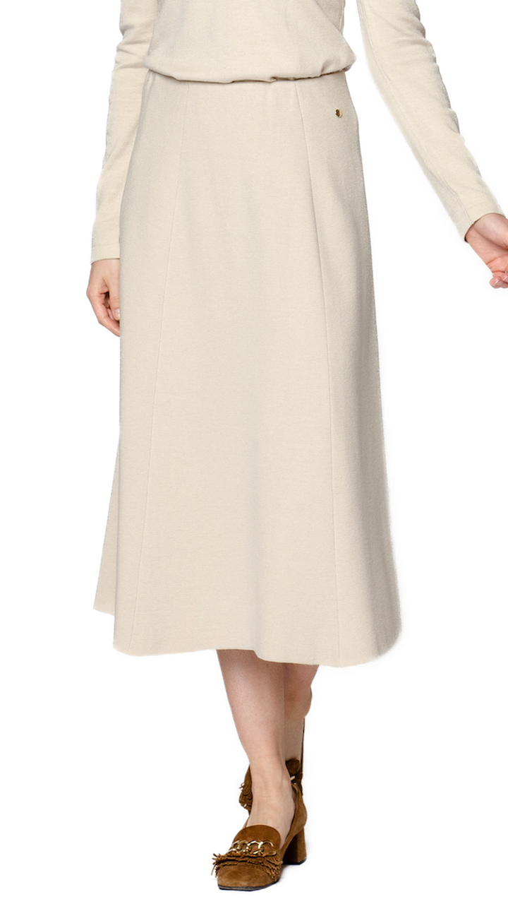 Lydia A-Line Midi Skirt; Beige Melange
