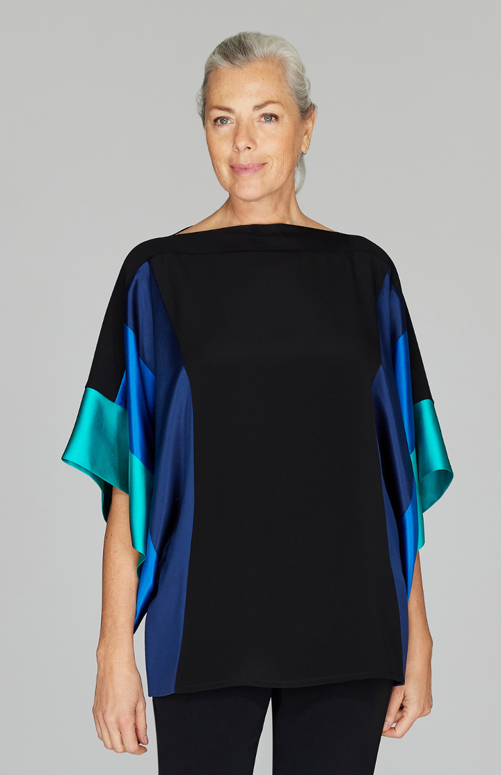 Silk Tunic w/Contrast Satin Bands