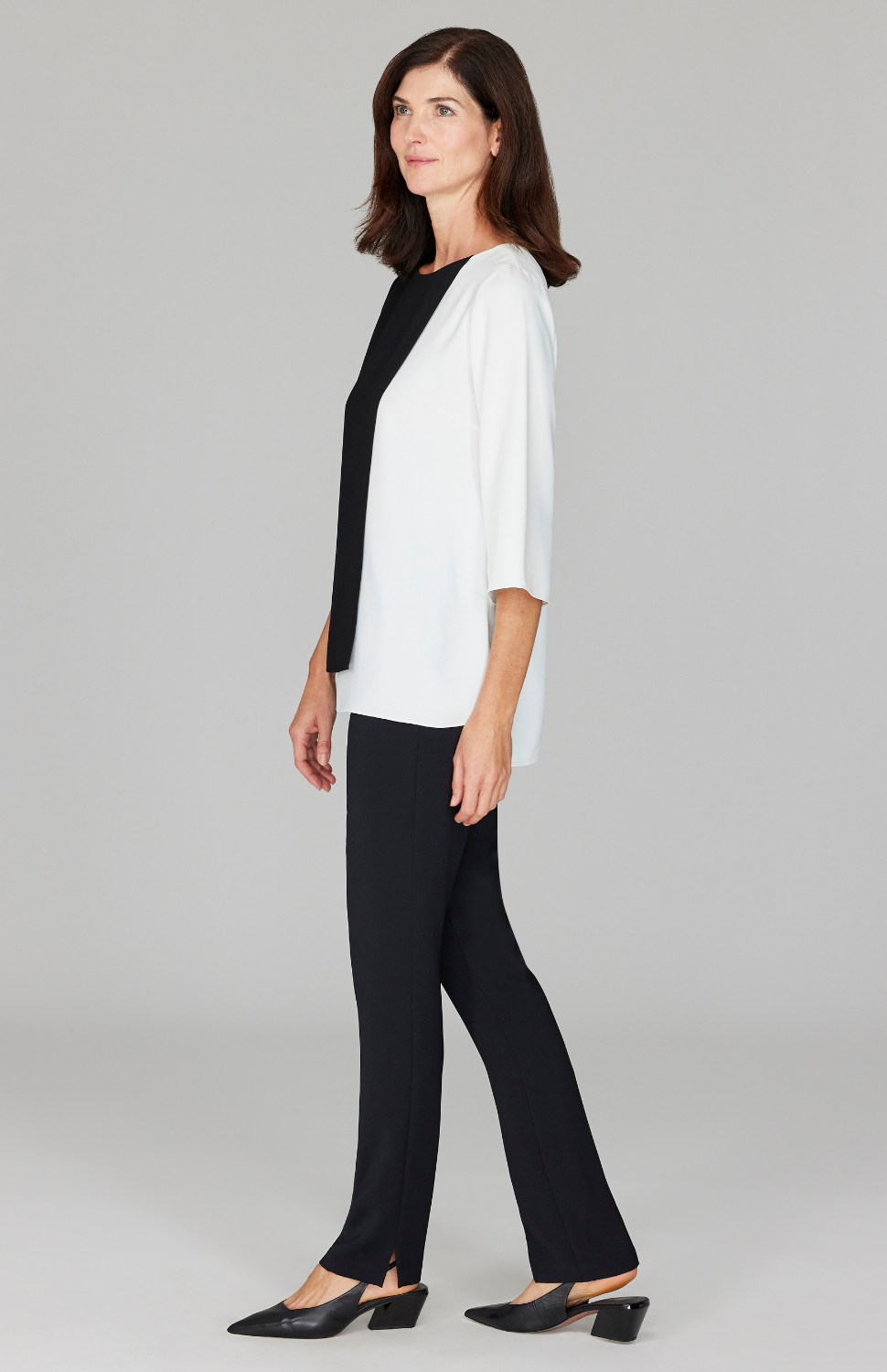 Color Block Lustrous Crepe Double Layer Tunic