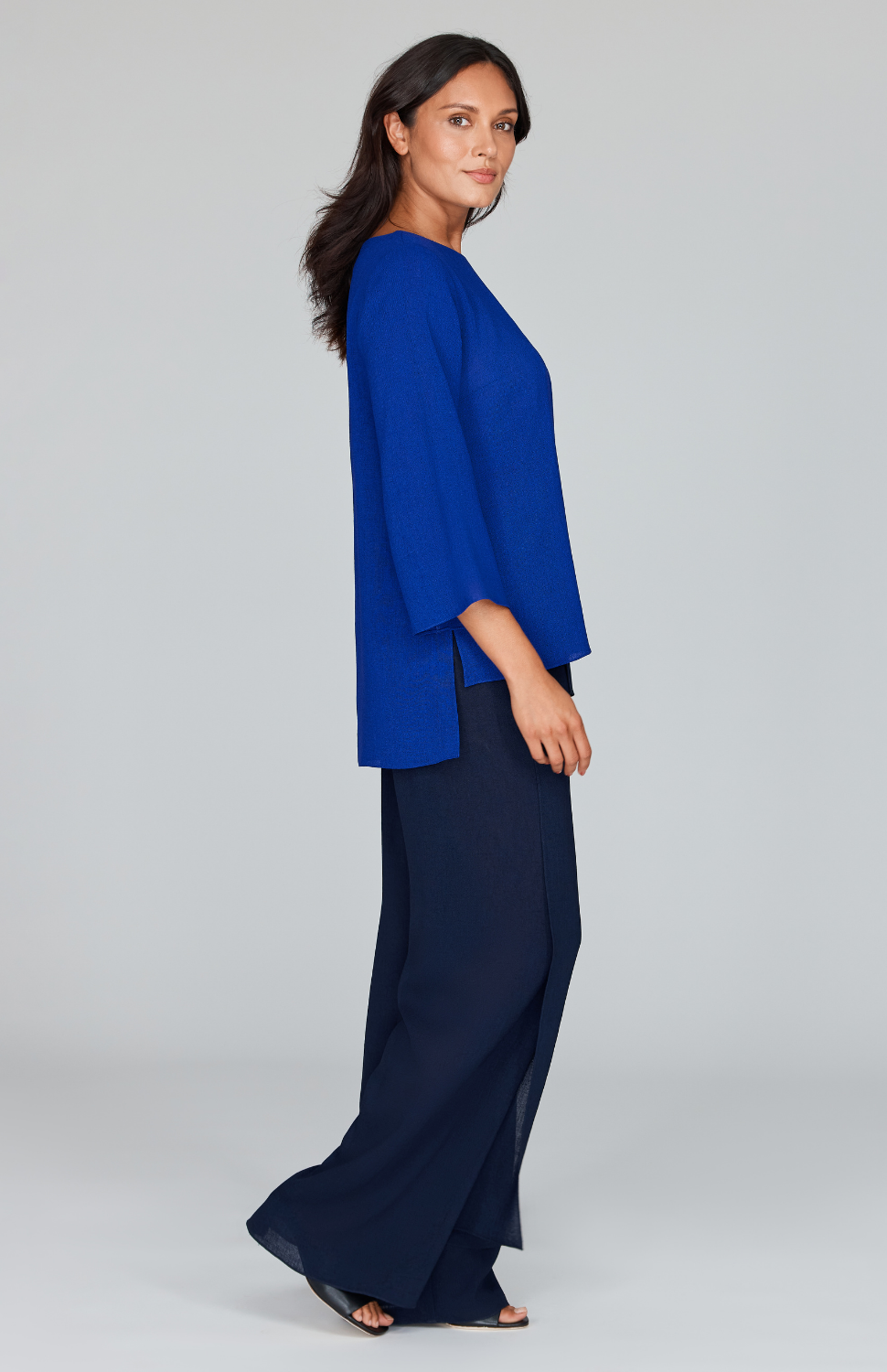 Color Block Microlinen Double Layer Tunic