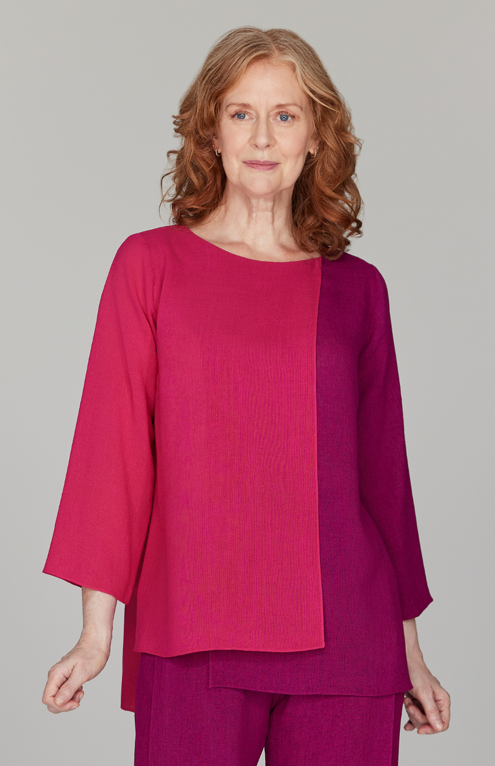 Color Block Microlinen Double Layer Tunic