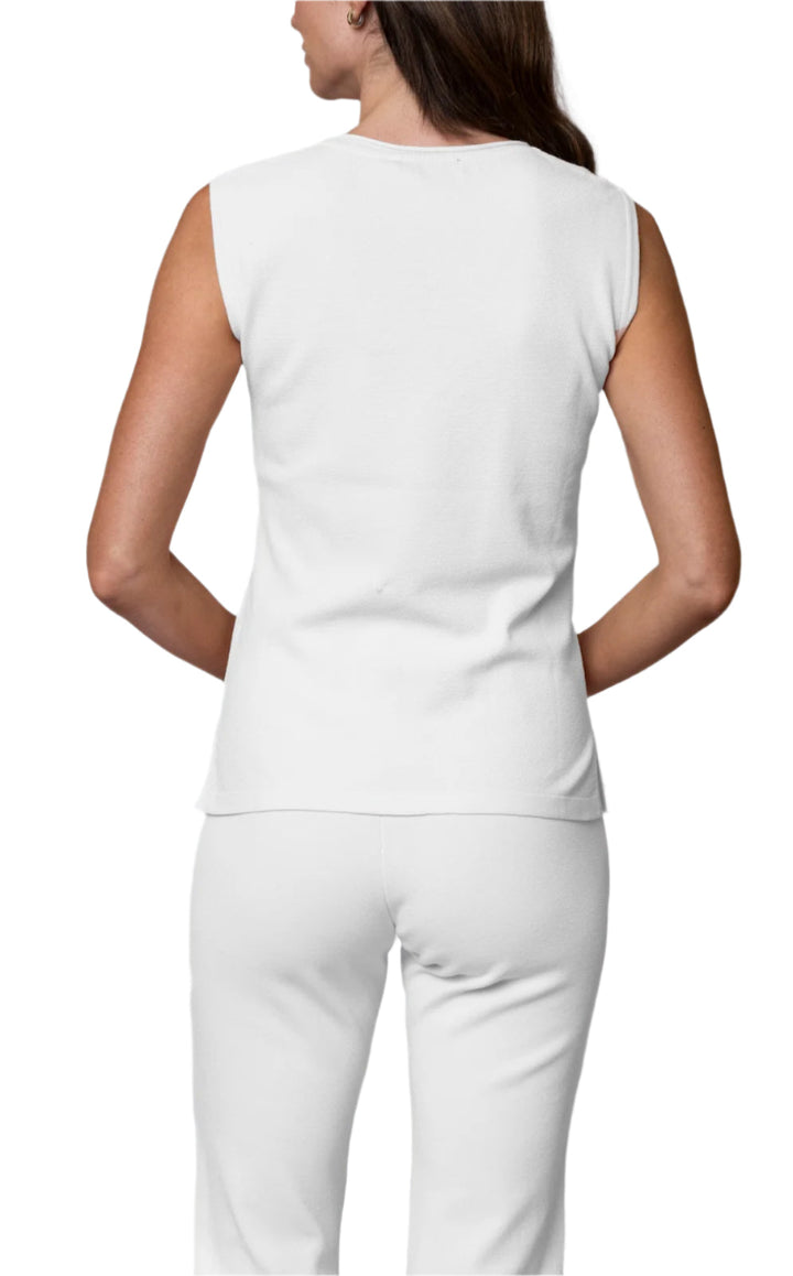 Teresa Round Neck Tank Top, White