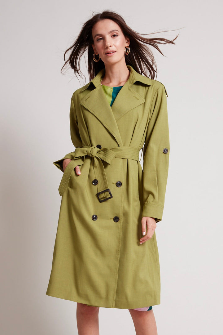 Troy cloth trench coat w/ inverted back pleat