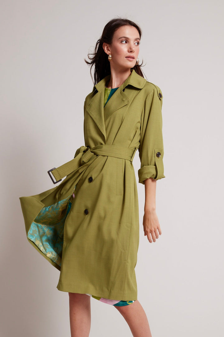 Troy cloth trench coat w/ inverted back pleat