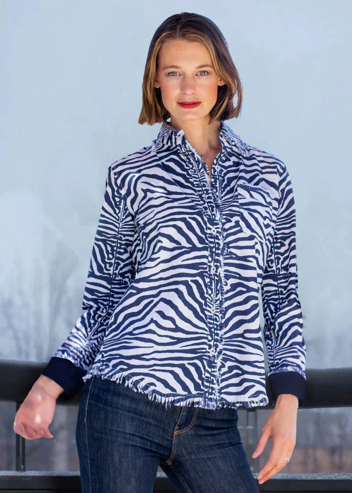 Cape Cod Tunic Navy Zebra Stripe