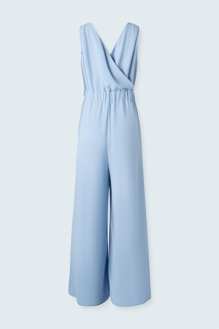 Sleeveless crisscross jumpsuit flowy wide leg