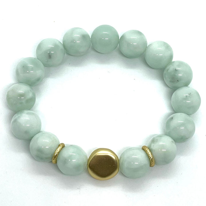 Angelite Stretch Bracelet With Matte Gold Nugget