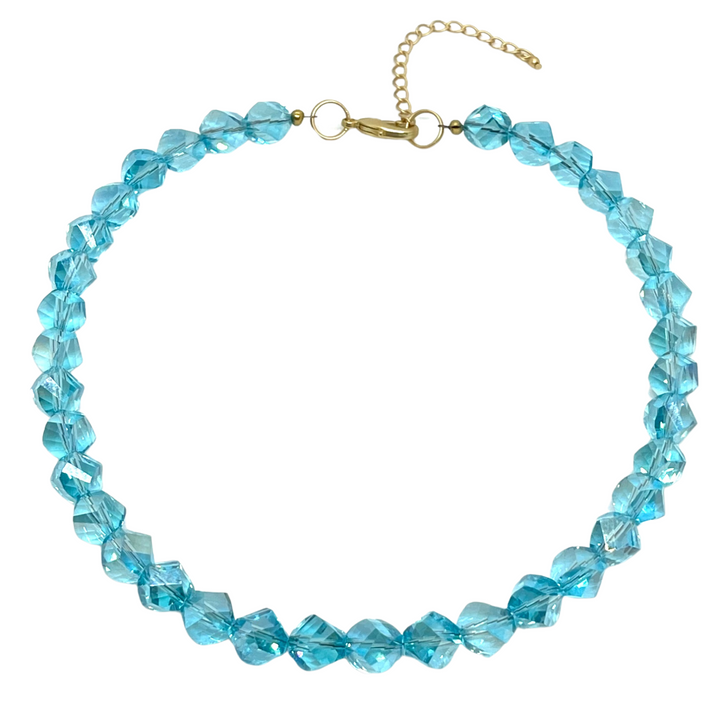 Aqua Slice Crystal Necklace