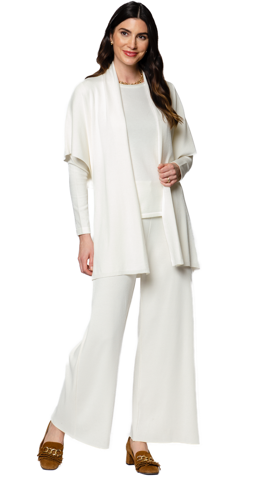 Melinda Belted Dropped Shoulder Cardigan; Winter White