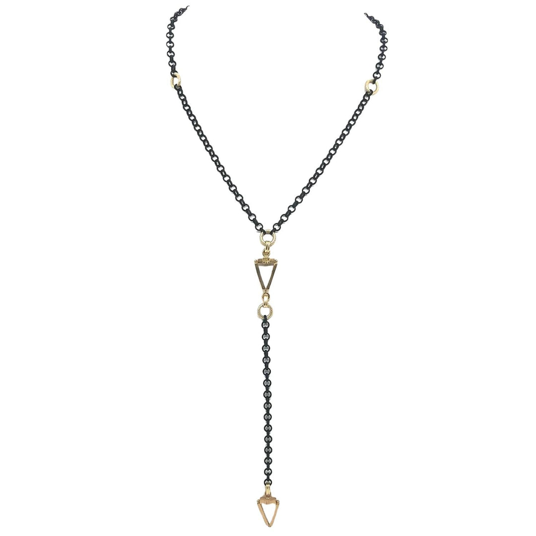 Triangle Matte Gold Matte Black Rolo Chain With Gold Accents Y Necklace