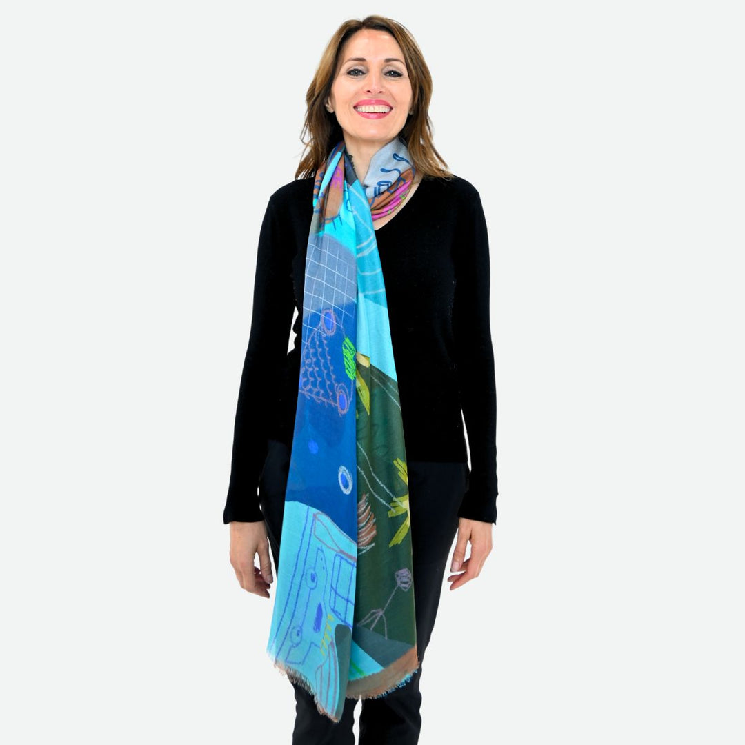 Blue Lagoon Silk Modal Scarf