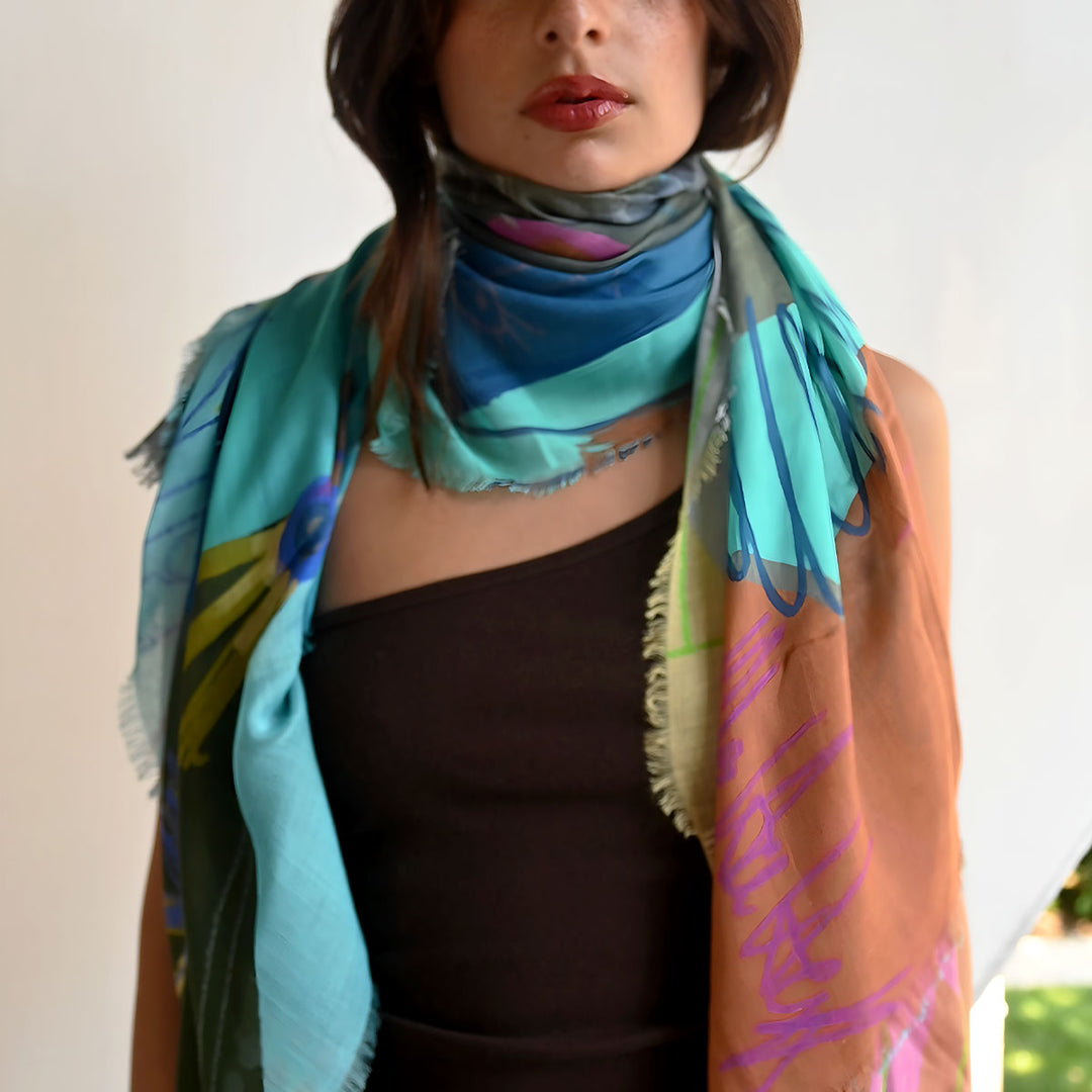 Blue Lagoon Silk Modal Scarf