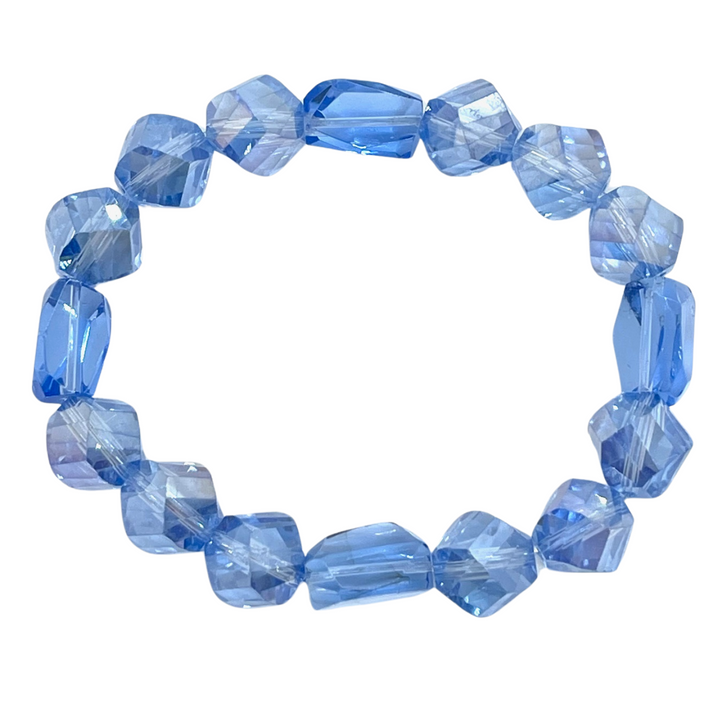 Blue Crystal Slice and Nugget Stretch Bracelet