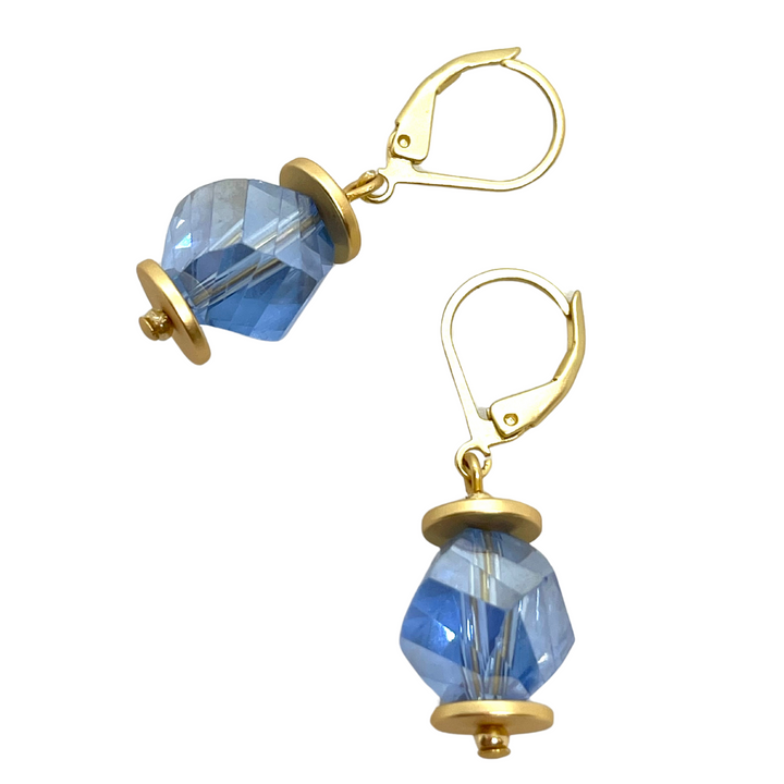 Blue Slice Crystal Earrings