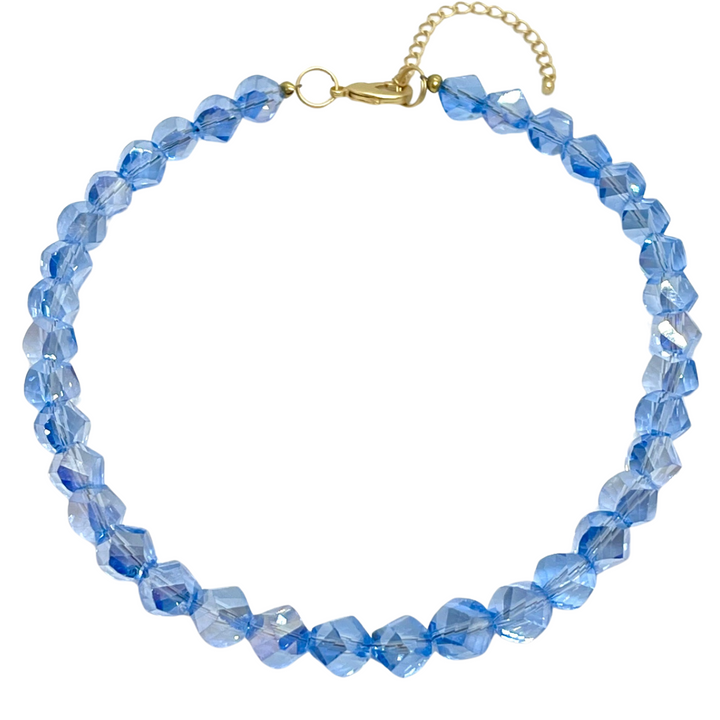 Blue Silce Crystal Beaded Necklace