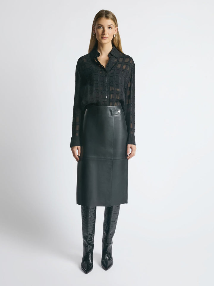 Burnout plaid sheer blouse