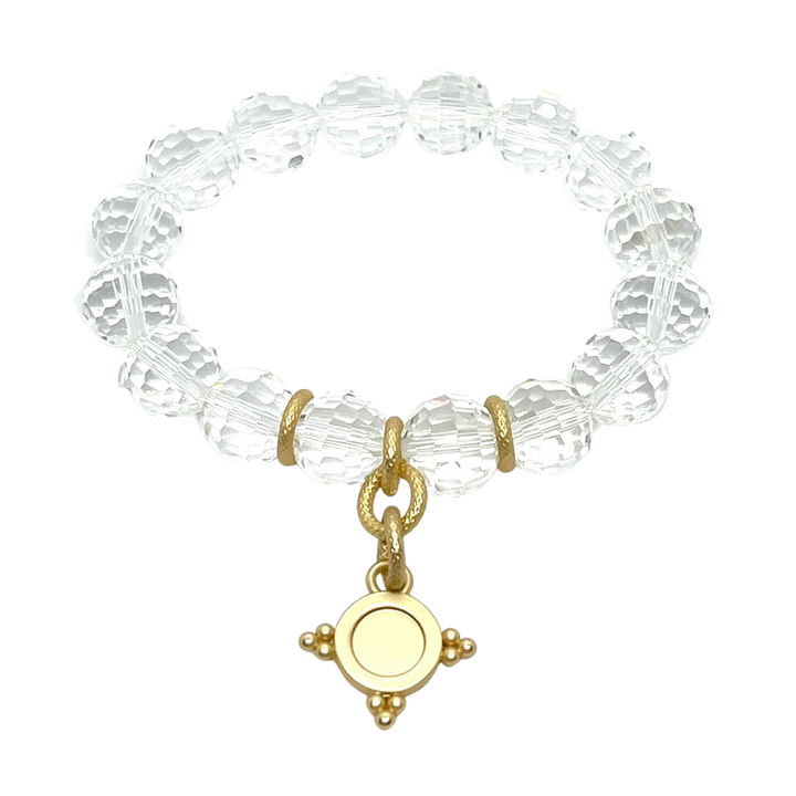 Clear Crystal Disco Ball Bracelet with Gold Starburst Charm