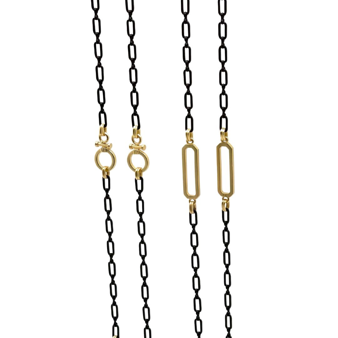 Matte Gold with Matte Black Station Layer Necklace