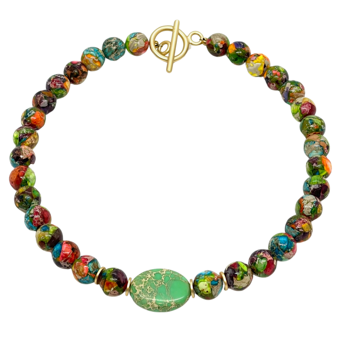 Confetti Jasper With Green Aqua Terra Jasper Center Stone