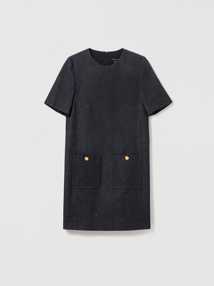 Stretch denim shift dress