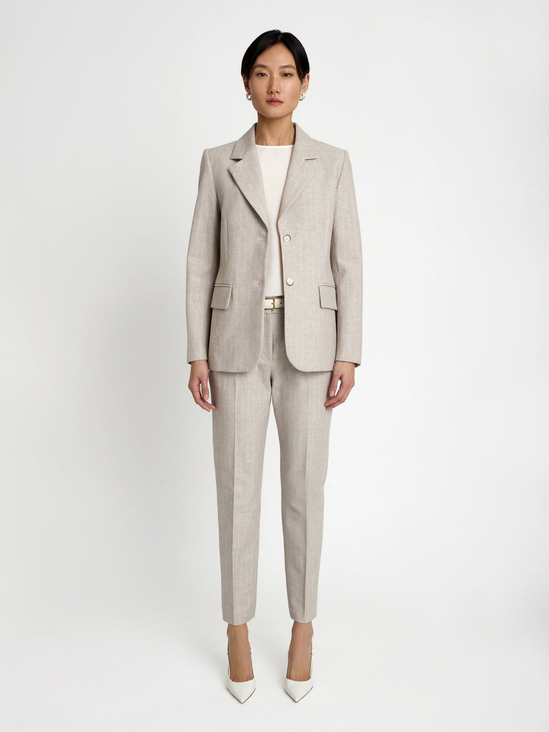 Striped cotton linen pant