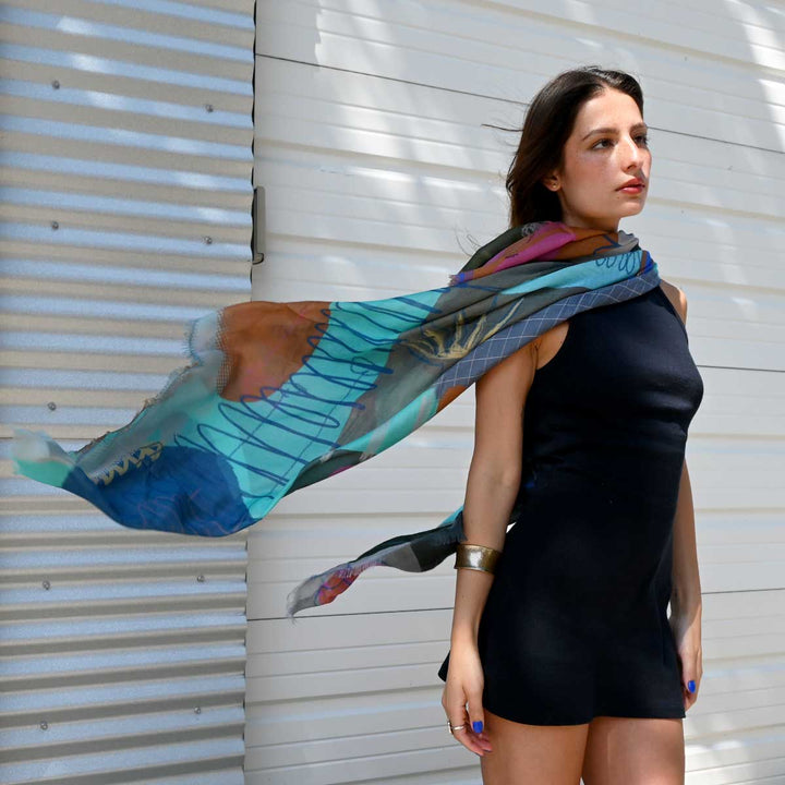 Blue Lagoon Silk Modal Scarf