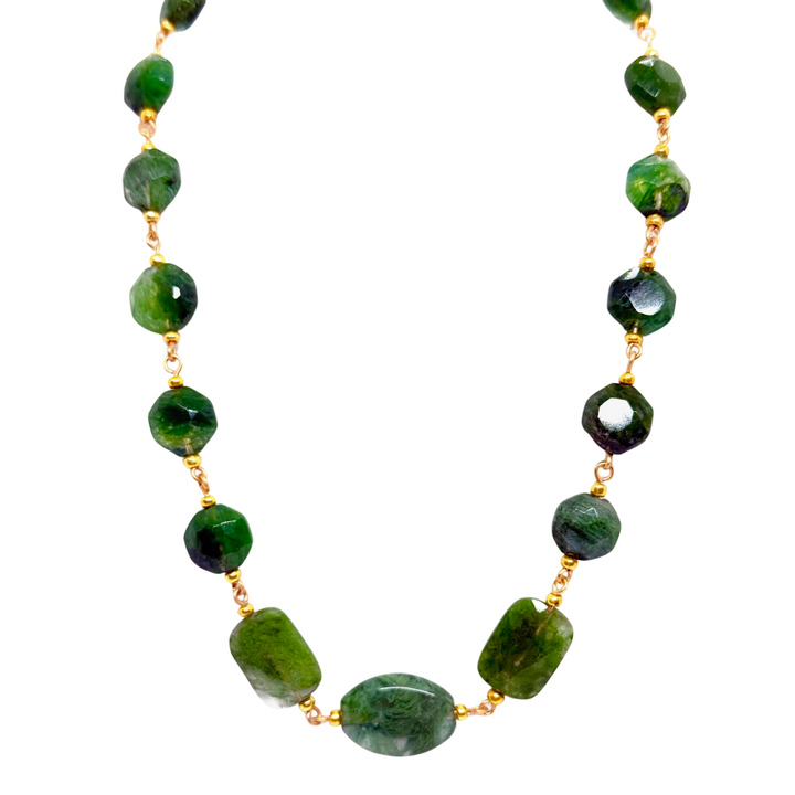 Green Moss Agate Link Necklace