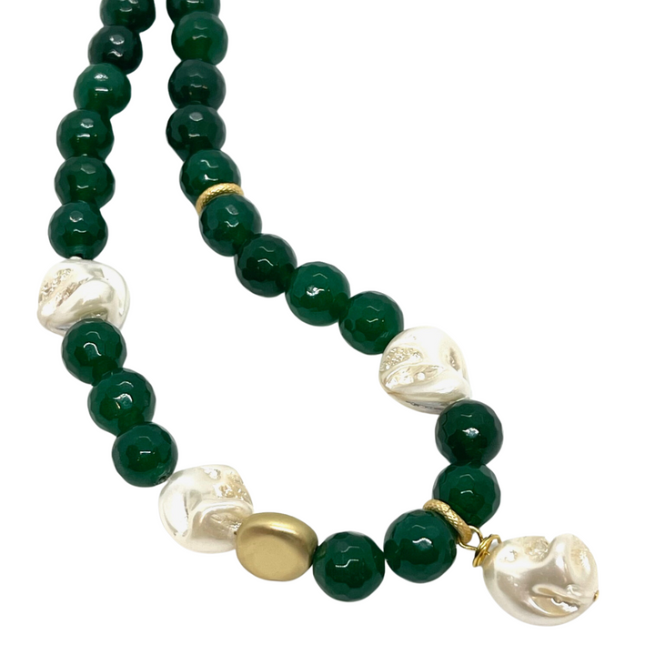 Baroque Pearl And 14mm Green Jade Limited Edition Necklace