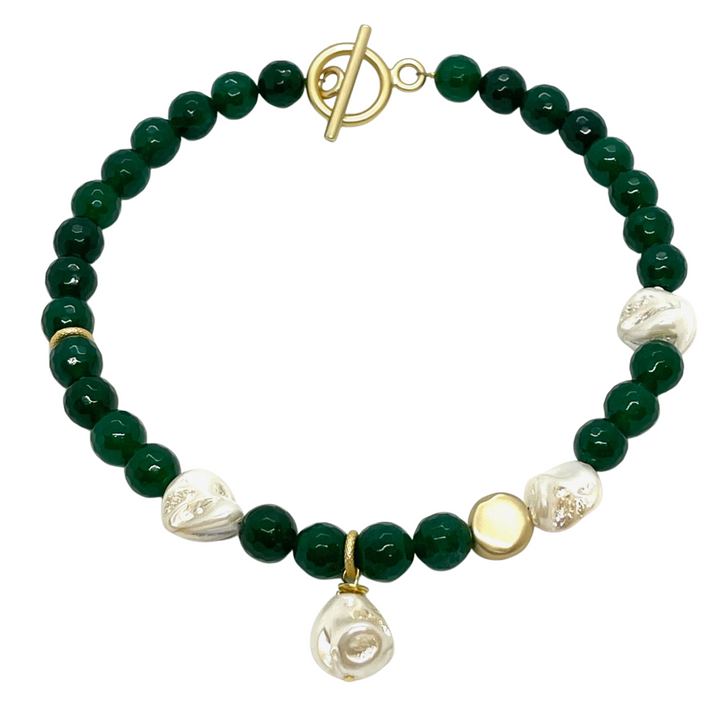 Baroque Pearl And 14mm Green Jade Limited Edition Necklace