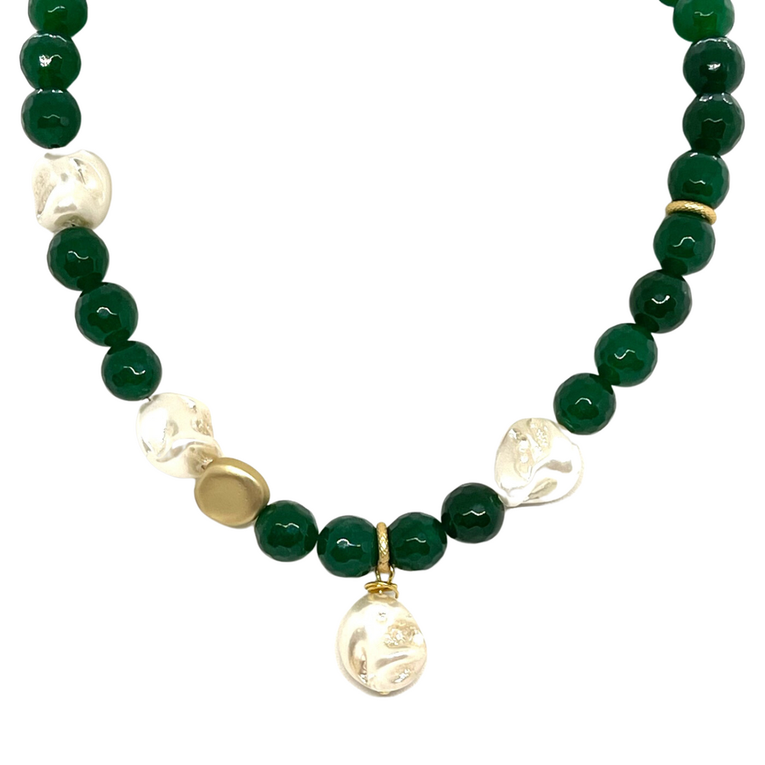 Baroque Pearl And 14mm Green Jade Limited Edition Necklace