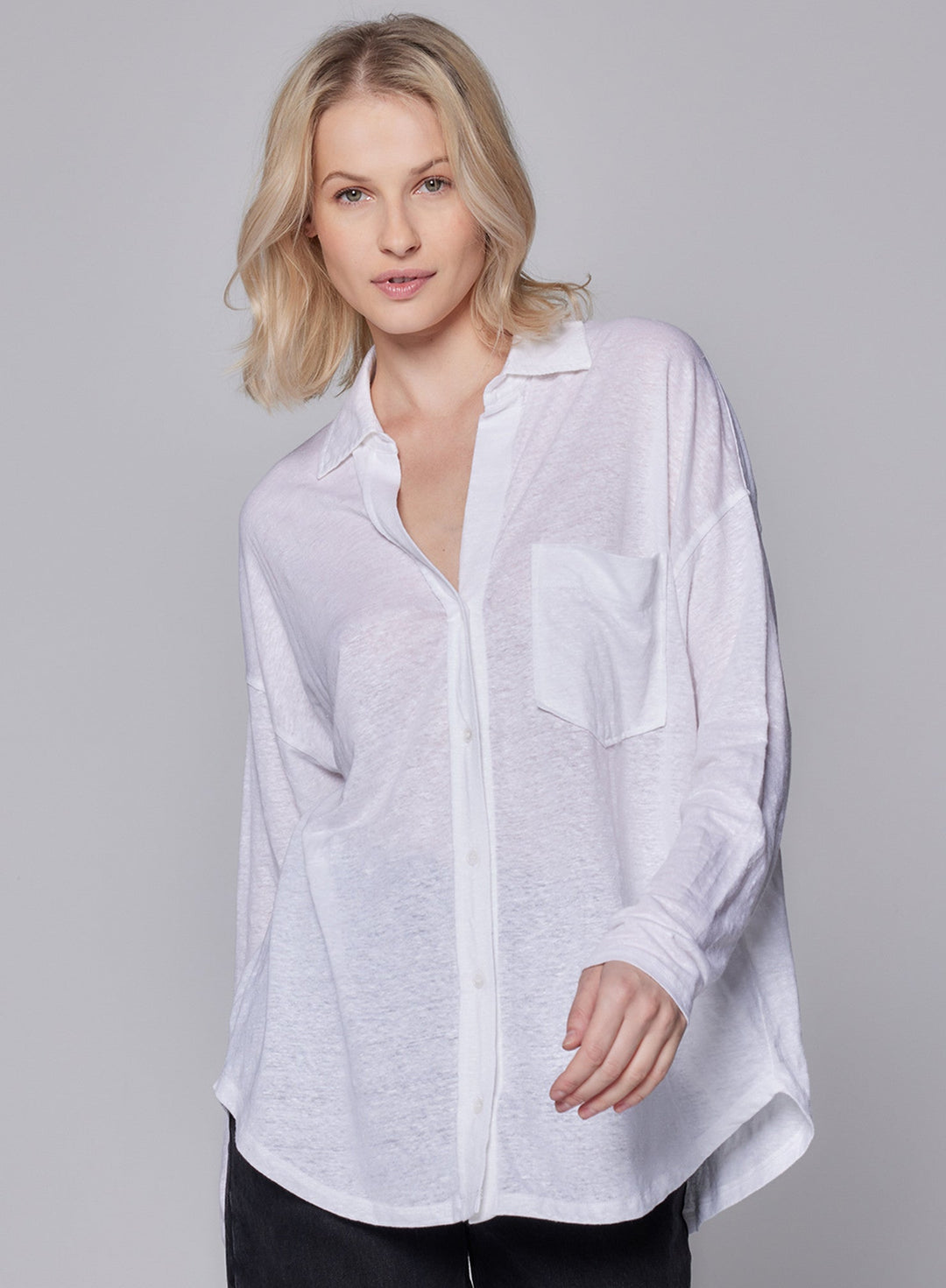 Stretch Linen Relaxed One Pocket Shirt - SHIRT - Majestic Filatures North America