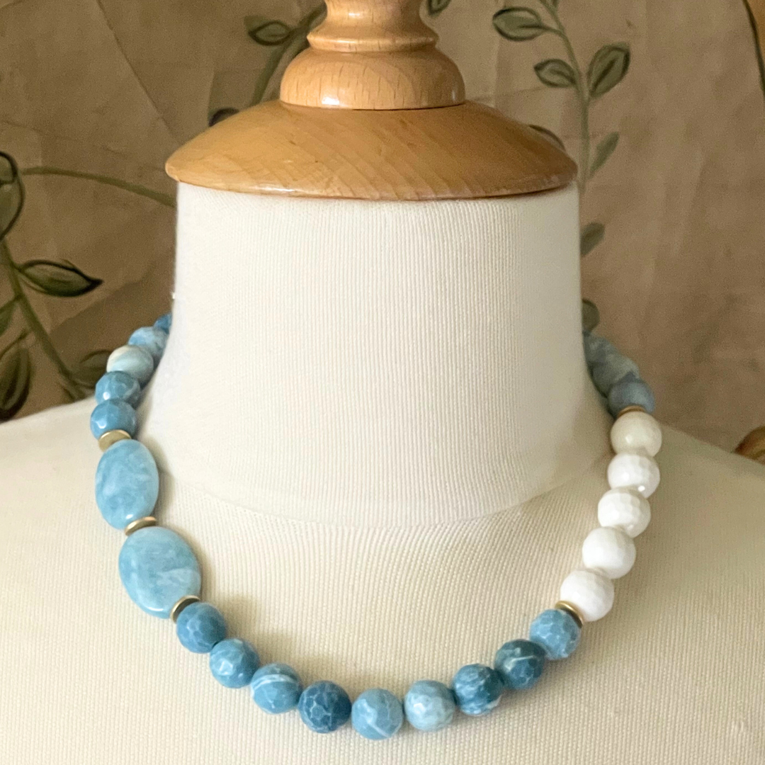 Larrimar And White Jade Necklace