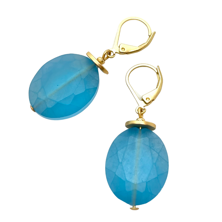 Matte Aqua Faceted Crystal Earring