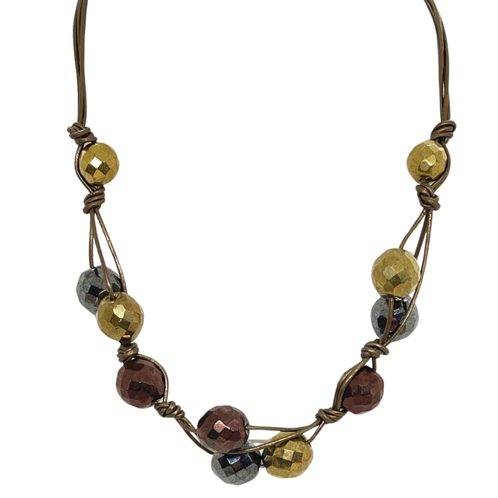 Metallic Bead Woven Necklace