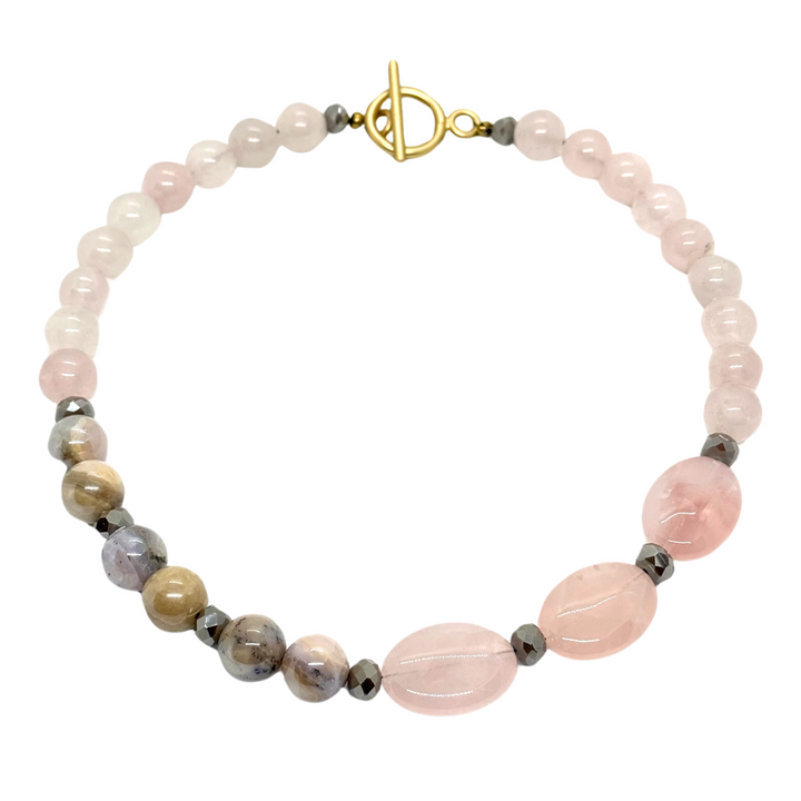 Rose Quartz and Natural Pink Opal Necklace