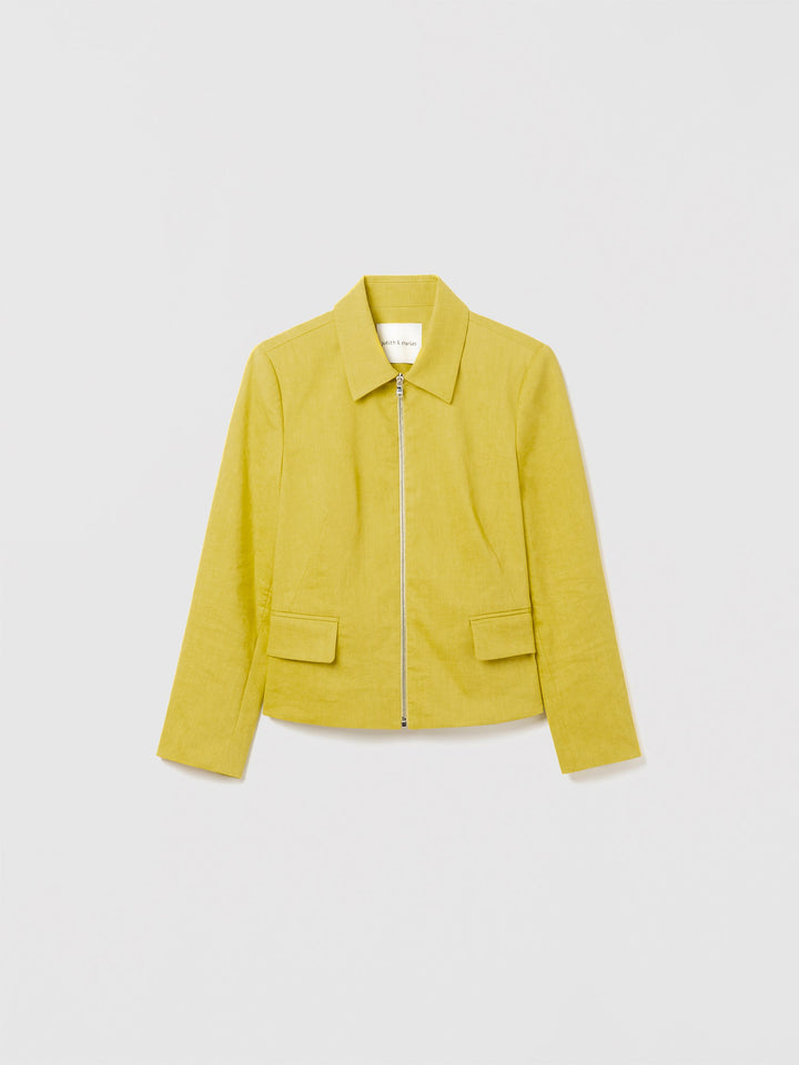 Stretch linen boxy jacket