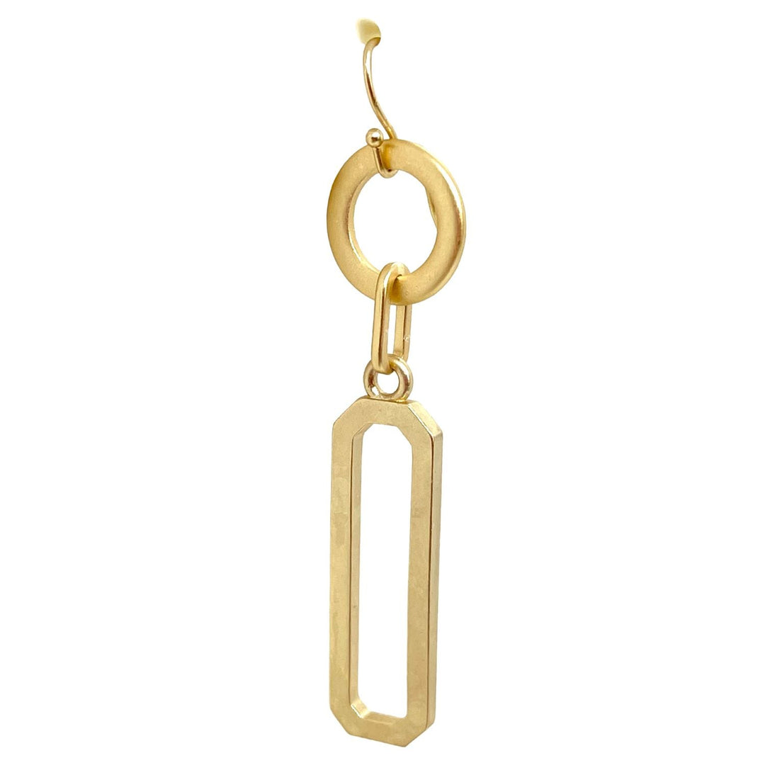 Matte Gold Paperclip Chain Ring Earrings