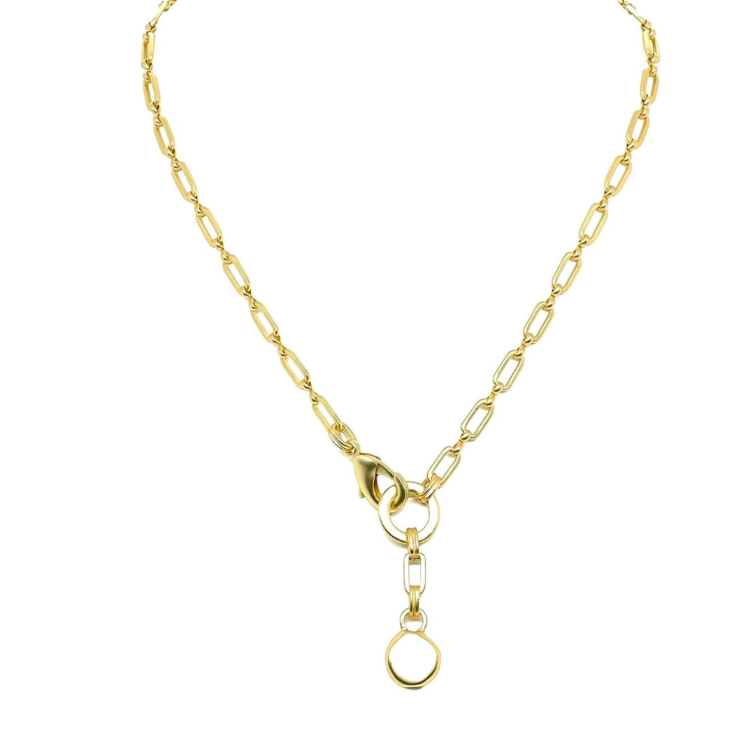 Matte Gold Paperclip Chain Necklace With Charm Pendant