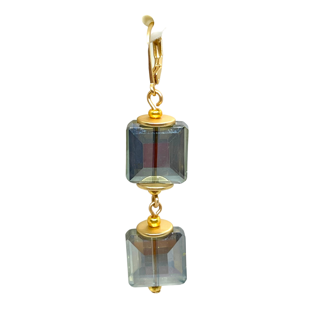 Olive Square Crystal Stack Earrings