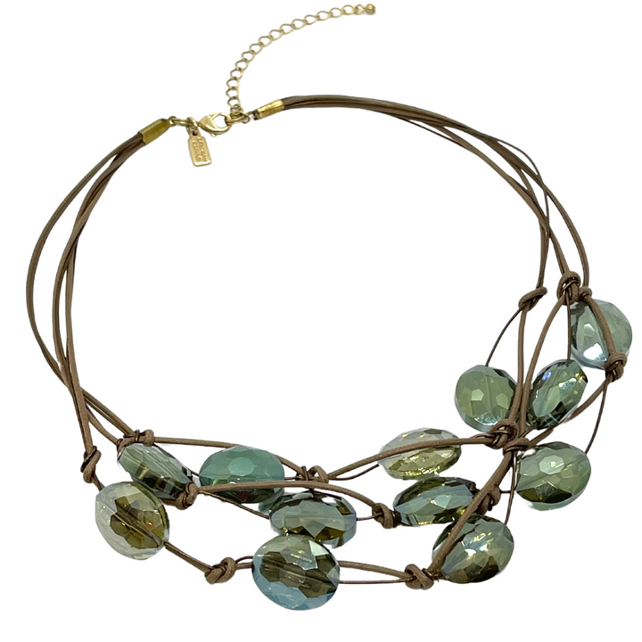 Olive Crystal Toursade on Bronze Leather