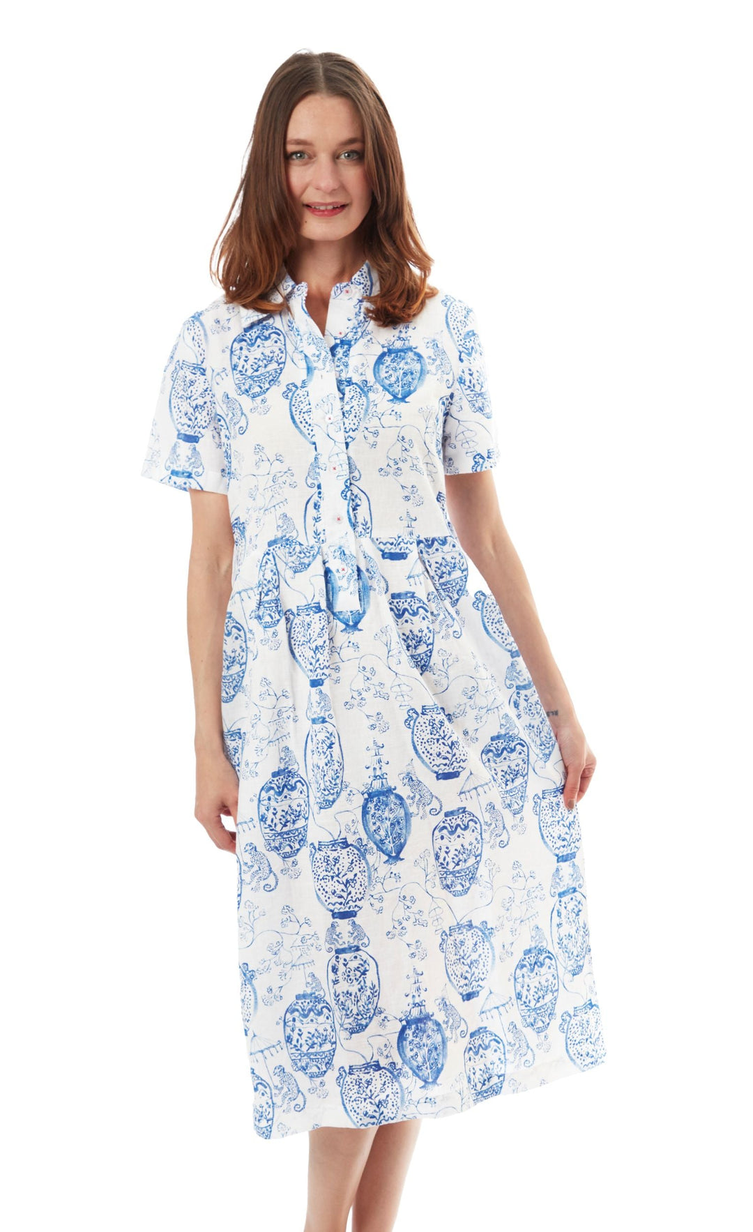 Shortsleeved Shirt Dress Chinoiserie