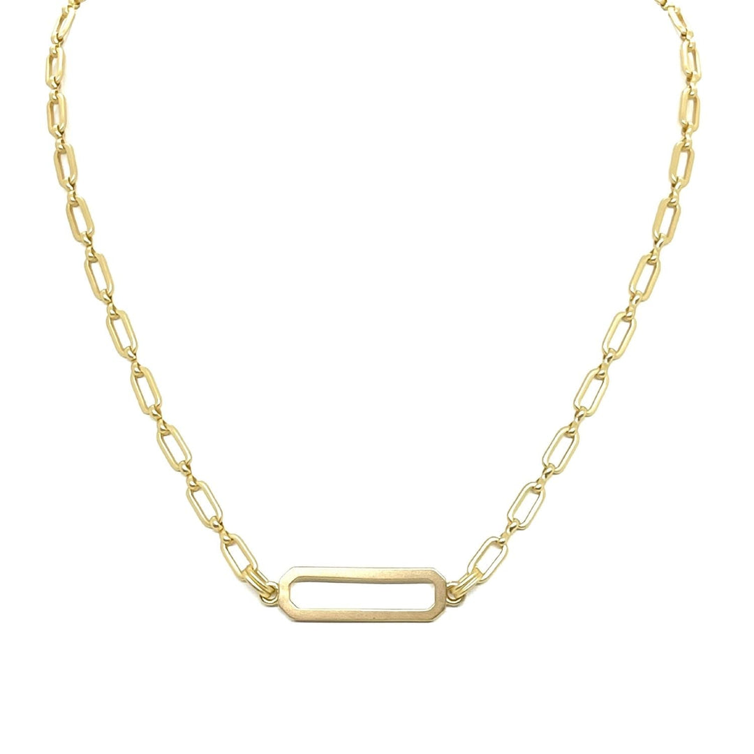 Matte Gold Paperclip Chain Bar Necklace