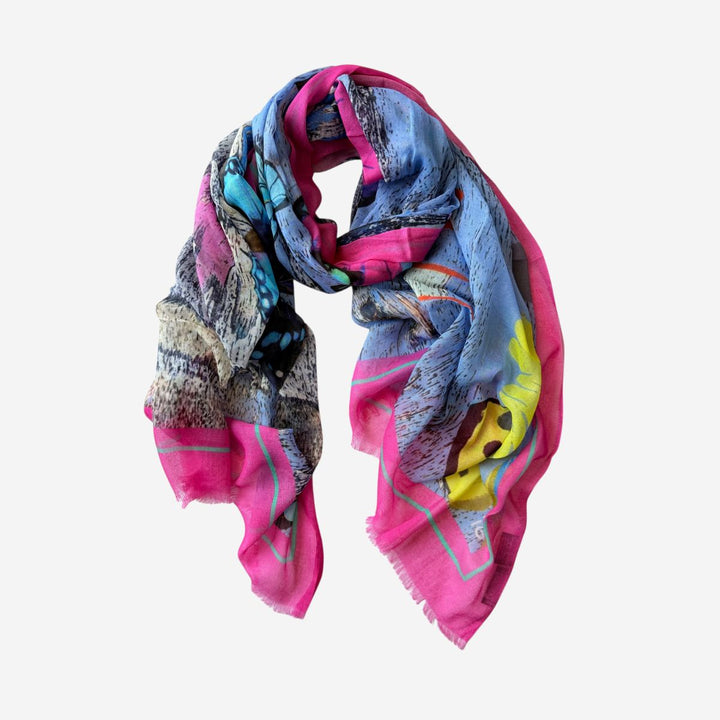 Pink Butterfly Cotton Scarf