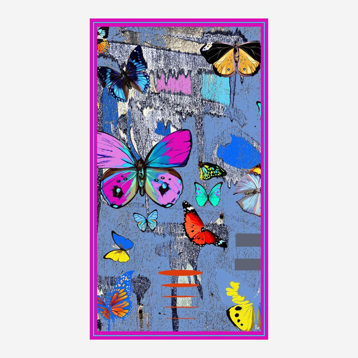 Pink Butterfly Cotton Scarf