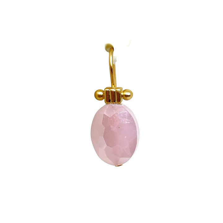 Matte Gold Pink Velvet Crystal Column Top Earring