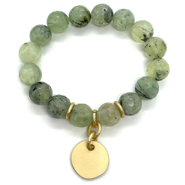 Prehnite Matte Gold Charm Bracelet