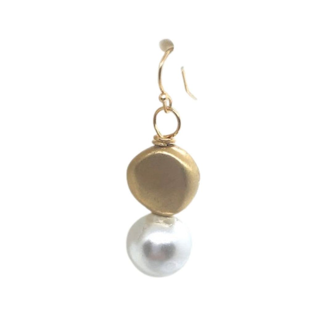 Matte Gold Flat Gold Bead Top Wrap Earring