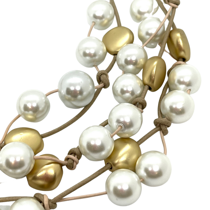 White Pearl And Gold Nugget Toursade