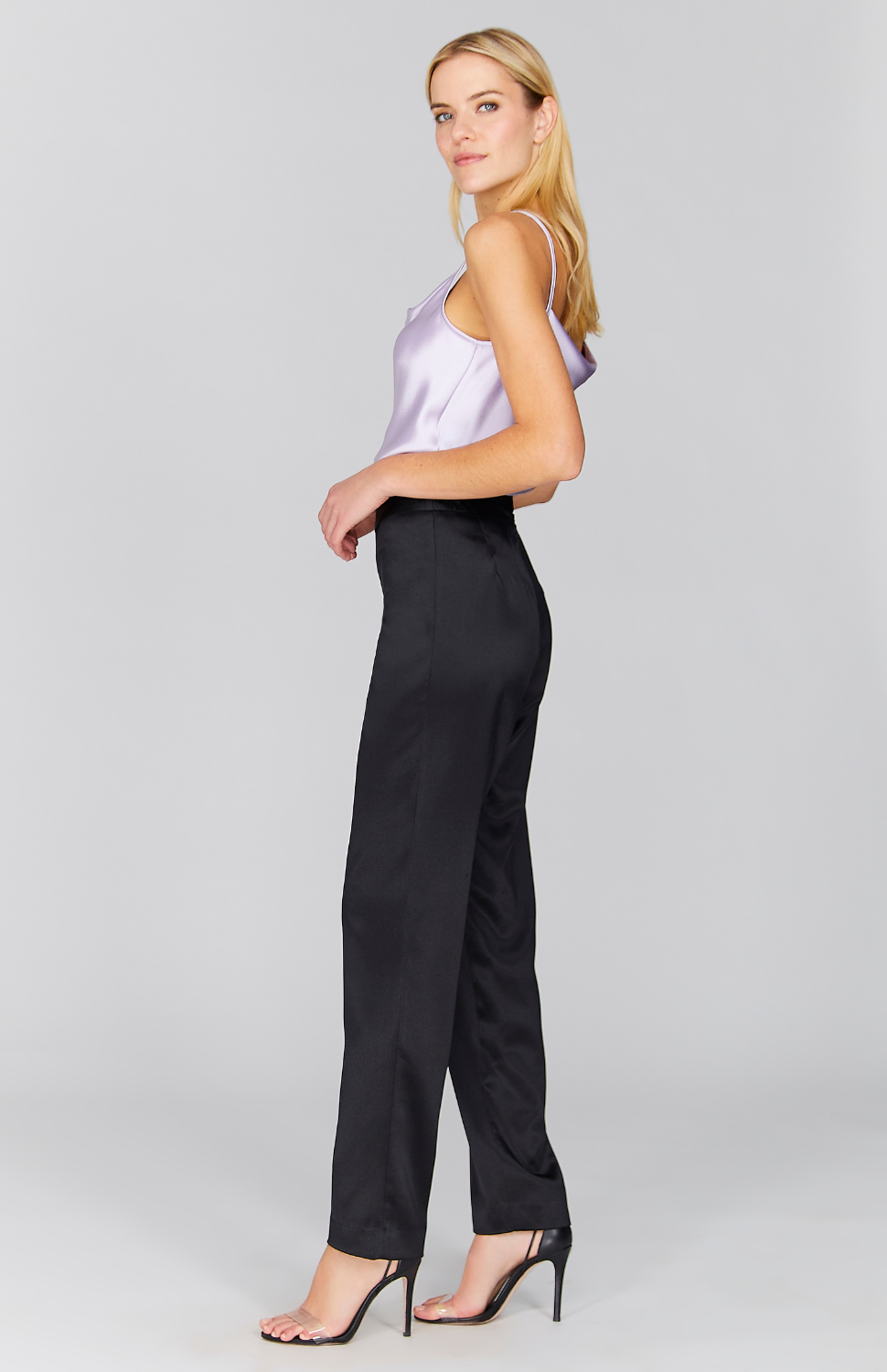 Satin Narrow Leg Pant w/Back Zip