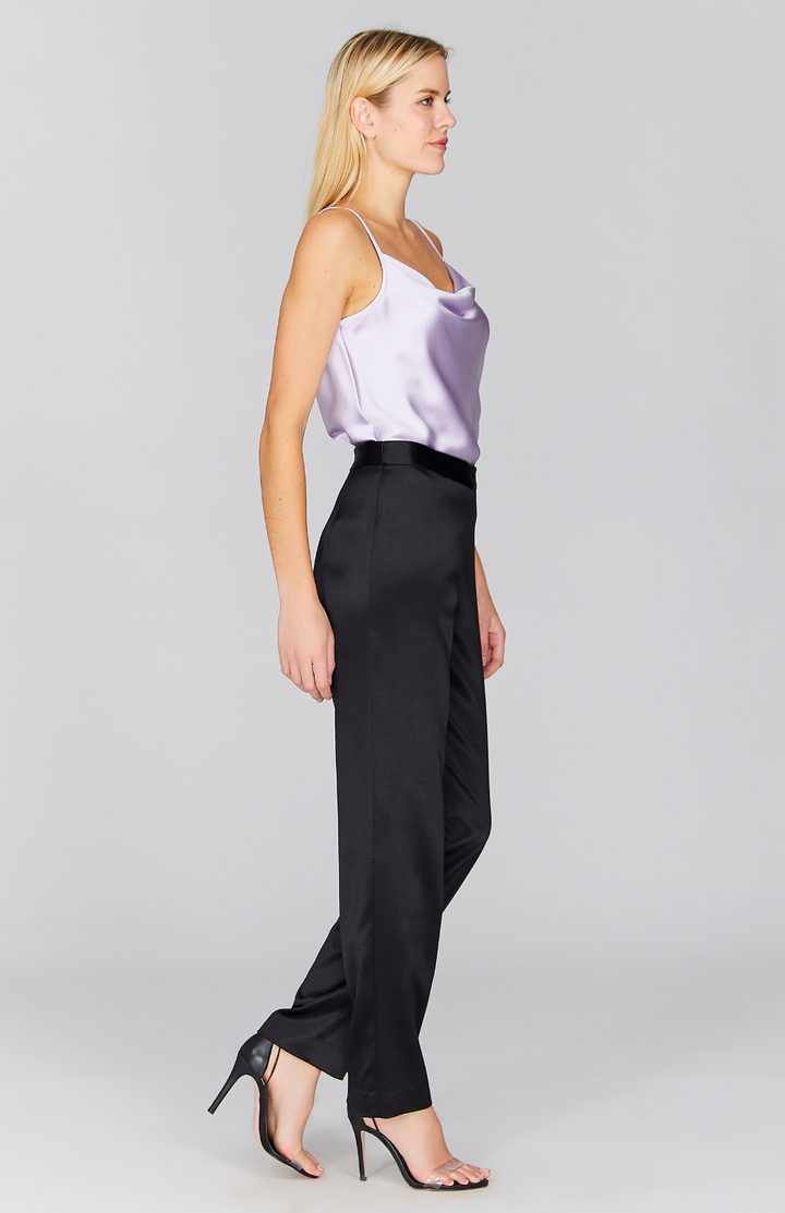 Satin Narrow Leg Pant w/Back Zip